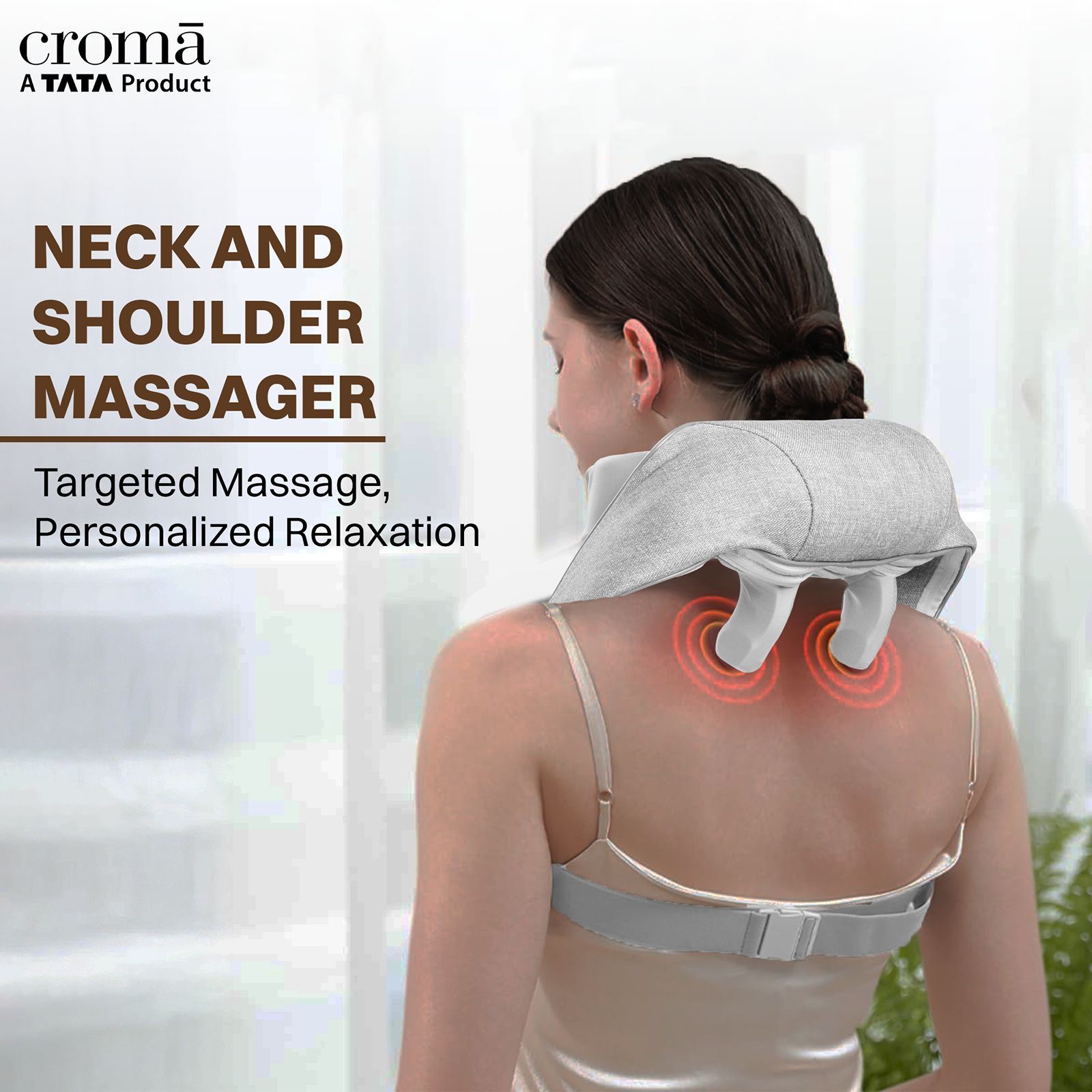 Croma Neck and Shoulder Massager (Zipped Fabric, Grey)_11
