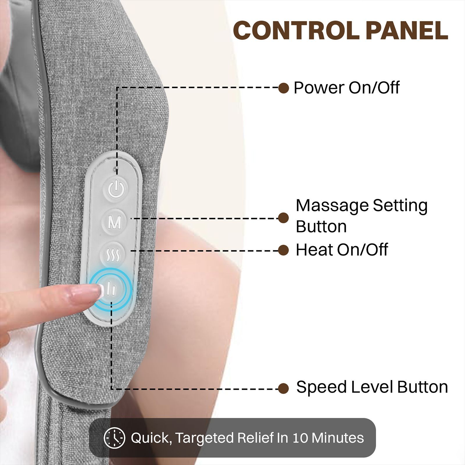 Croma Neck and Shoulder Massager (Zipped Fabric, Grey)_12