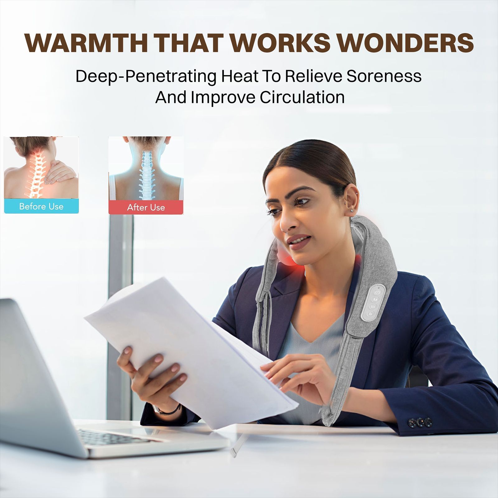 Croma Neck and Shoulder Massager (Zipped Fabric, Grey)_14