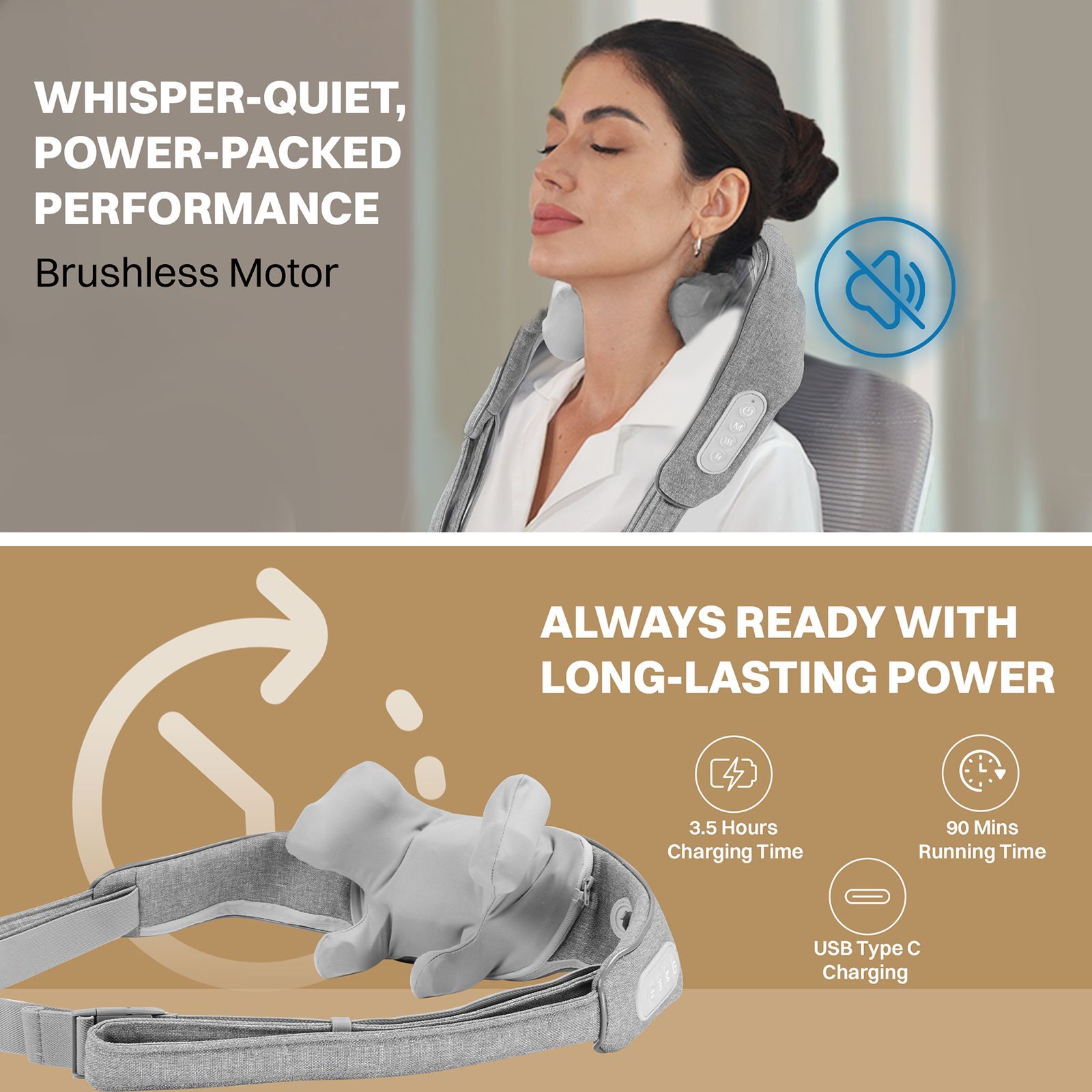 Croma Neck and Shoulder Massager (Zipped Fabric, Grey)_15