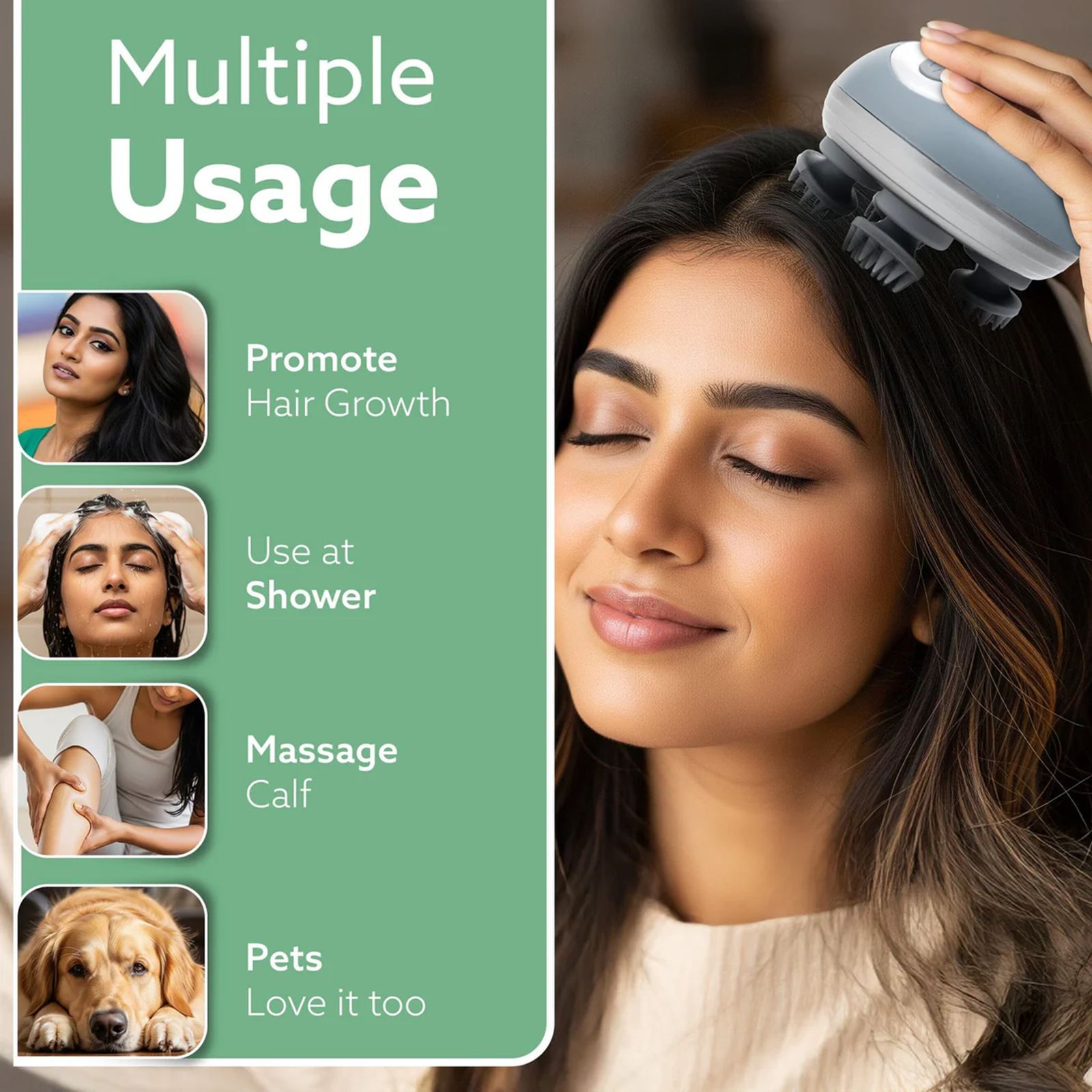 Agaro SM3675 Scalp Massager (Silicone, Ergonomic Design, 34132, White)_3