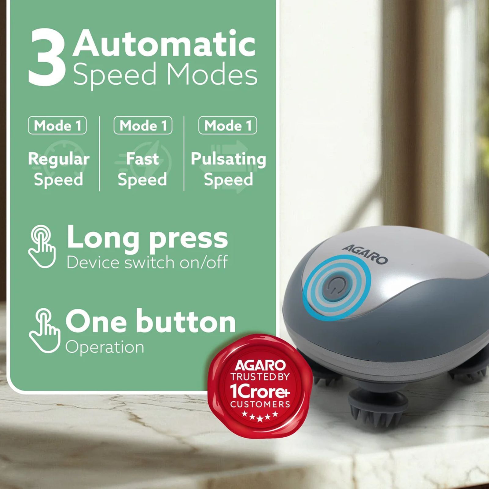 Agaro SM3675 Scalp Massager (Silicone, Ergonomic Design, 34132, White)_9