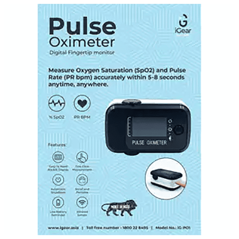 iGear Health Series Pulse Oximeter (SpO2, PR BPM and PI Display, iG-PO1, Black/White)_9