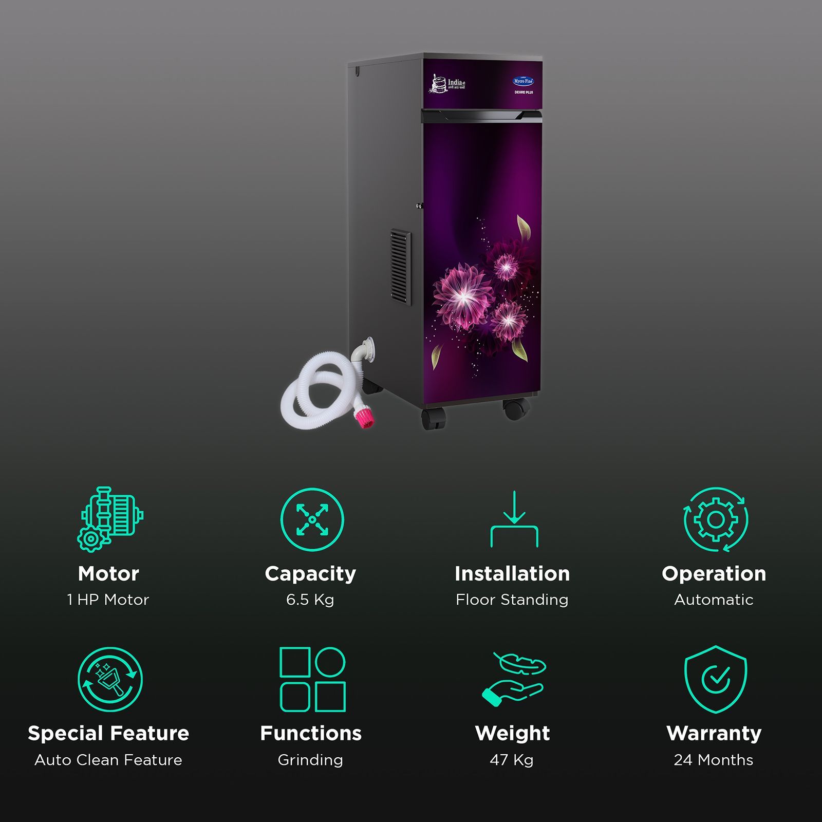 Mycro fine Desire Plus 6.5 Kg Flour Mill Machine (6  Blade SS Rotar, LMFA0379, Shiny Star)_2