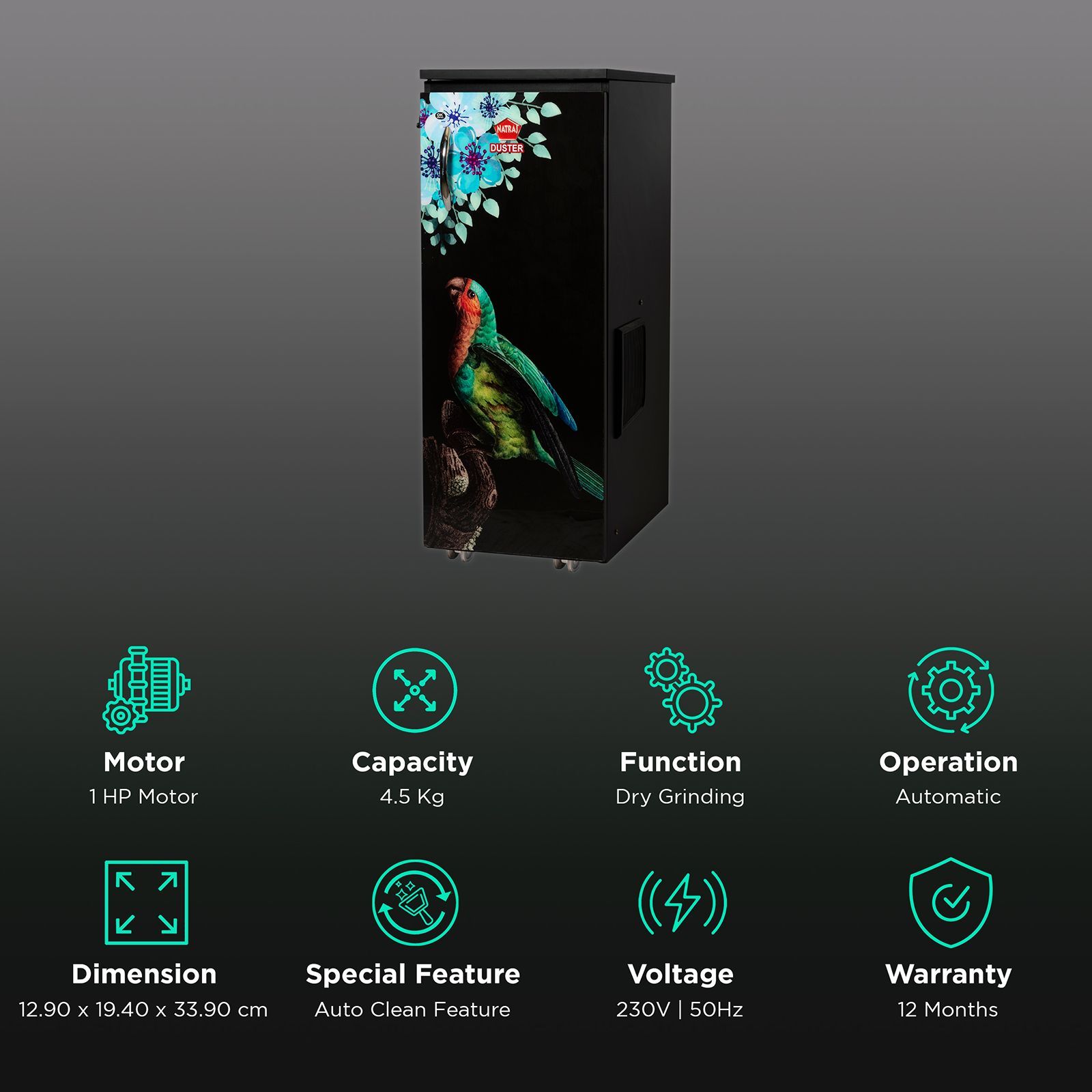 NATRAJ Duster 4.5 kg Flour Mill Machine (Silicon Stamping, AC 107, Black) NATRAJ Duster 4.5 kg Flour Mill Machine (Silicon Stamping, AC 107, Black)_2