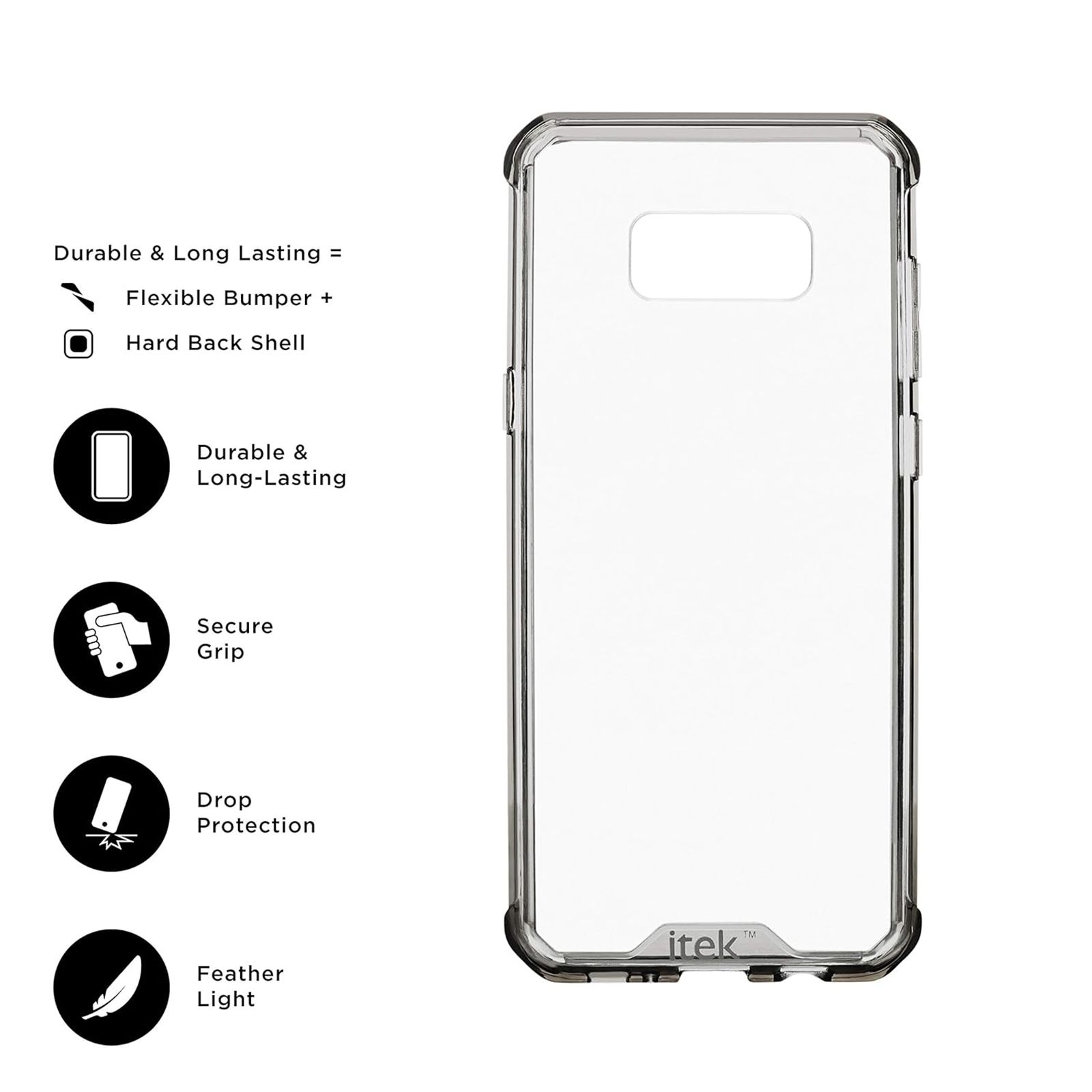 itek Air Hybrid Hard Polycarbonate & TPU Back Cover for SAMSUNG Galaxy S8 Plus (Wireless Charging Support, Transparent)_3