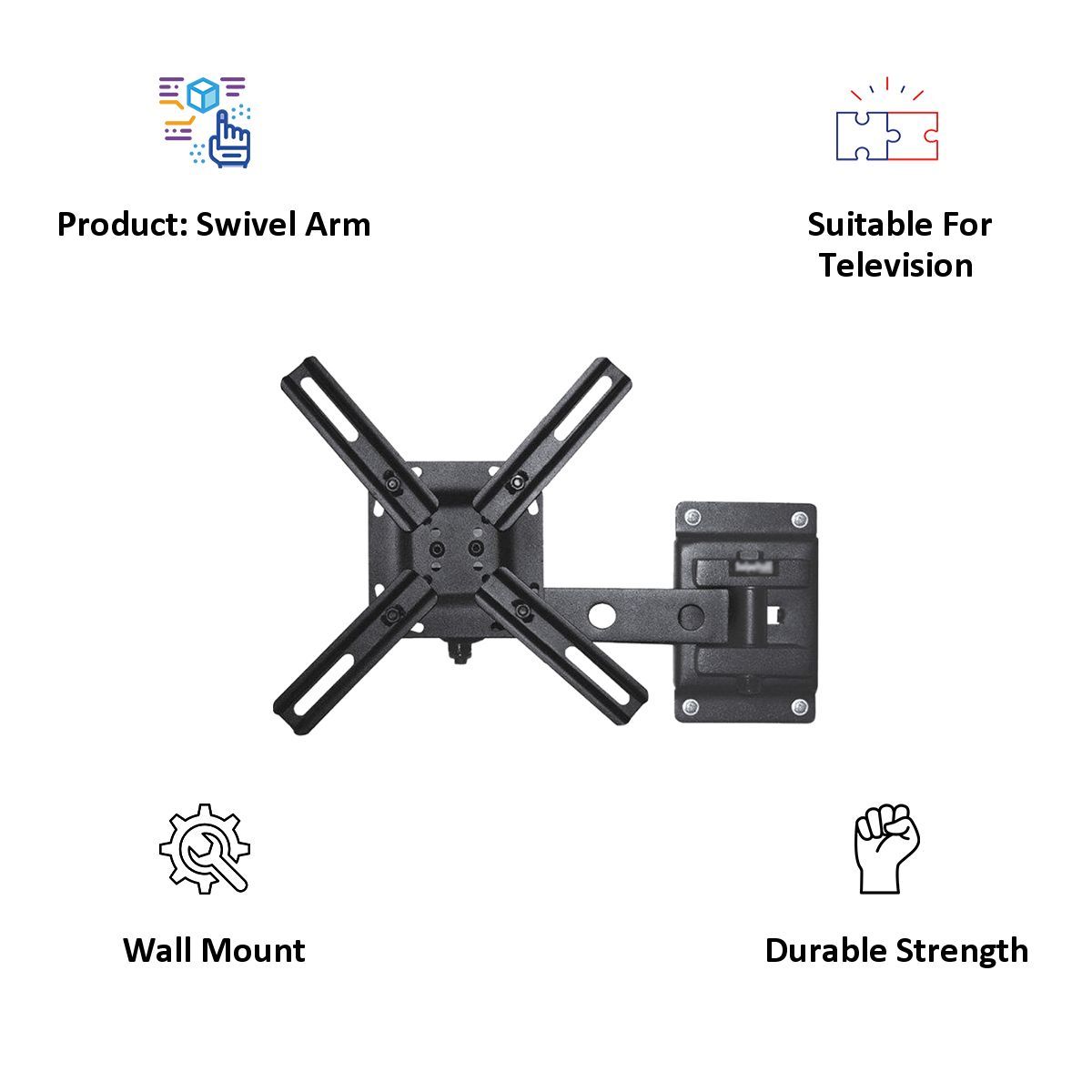 RD PLAST 32-50 inch Swivel Single TV Arm (As Per Stock Availability)_2