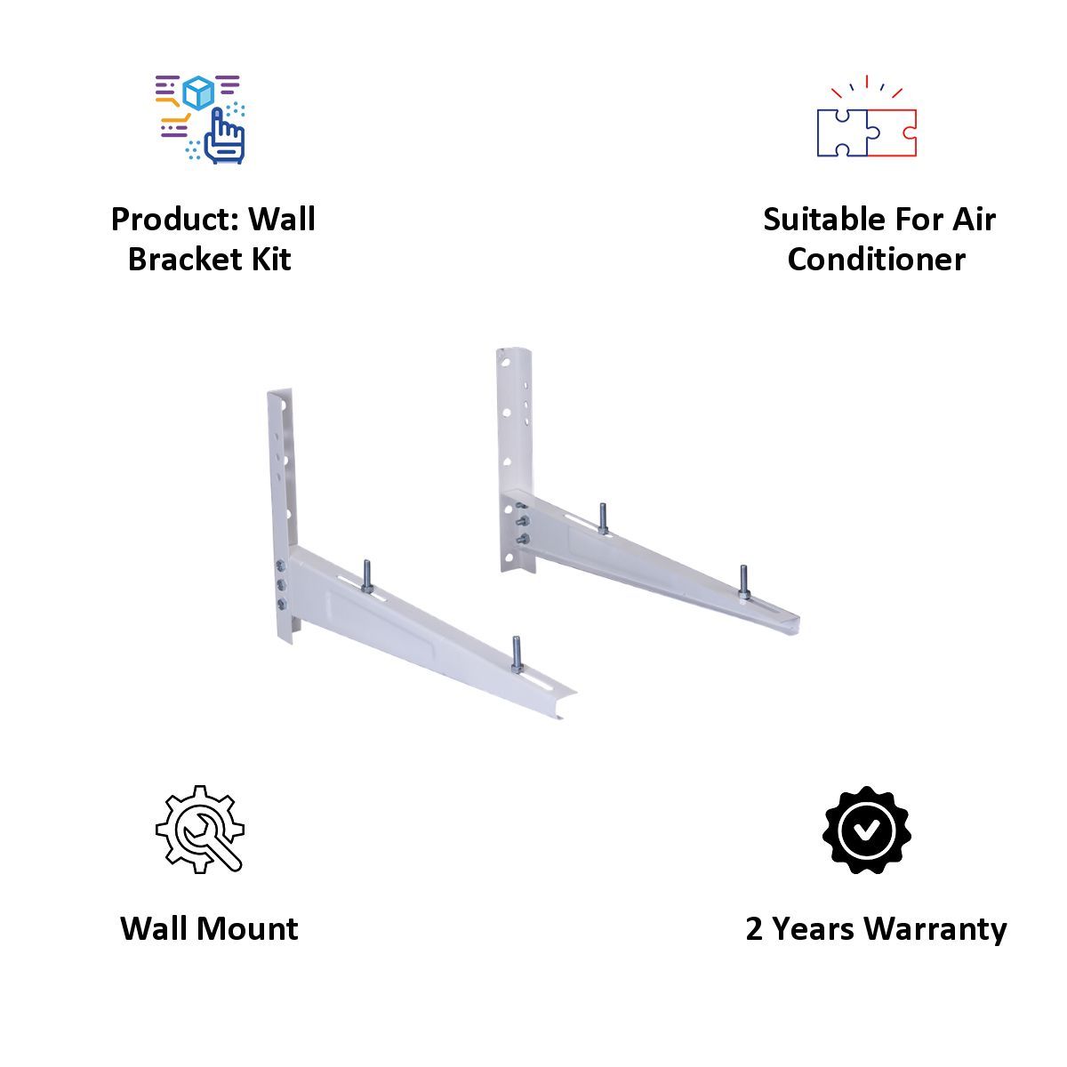 RD PLAST Wall Mount AC Brackets (RW 8547, White)_3