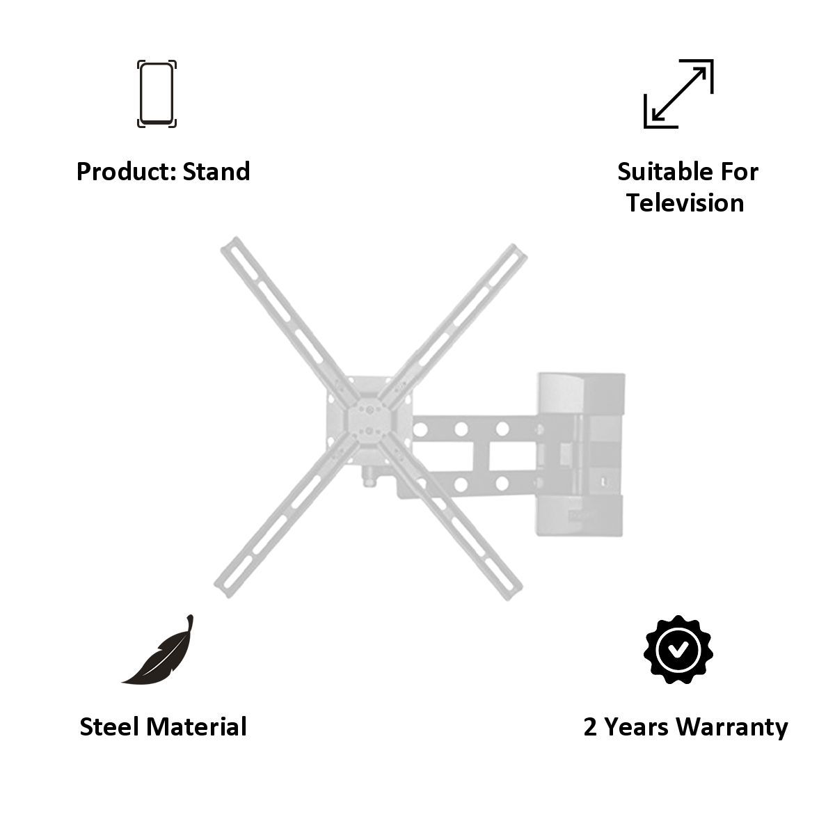RD PLAST 65 inch Single Arm Wall Mount TV Stand (RW 9840-1, Black)_5