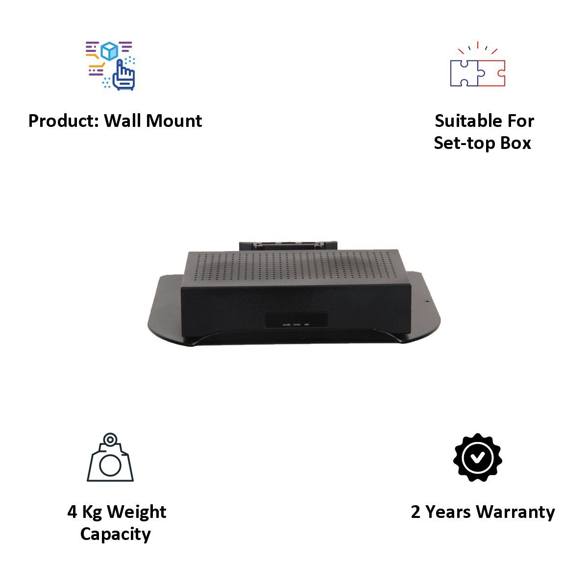 RD PLAST Wall Mount Set-Top Box Stand (RW 4010-2, Black)_6