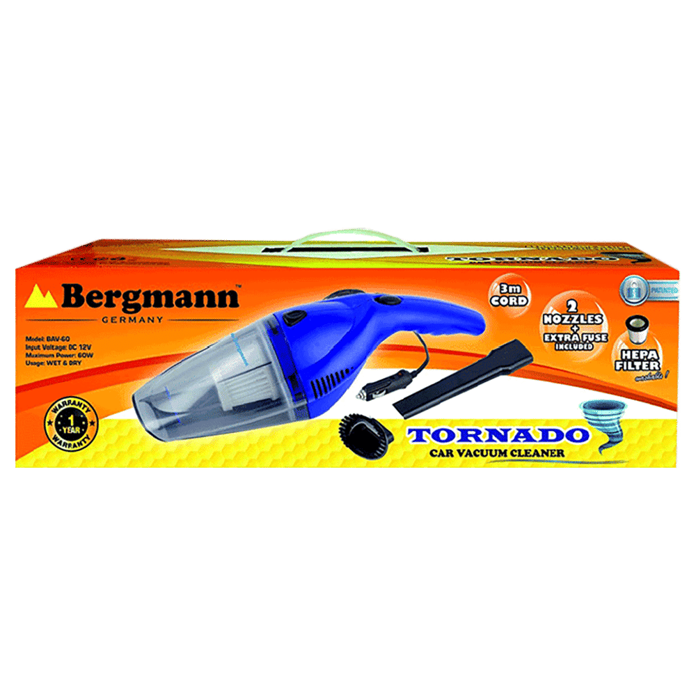 BERGMANN Tornado 60W Car Vacuum Cleaner with Built-in LED Light (Strong Suction Power, Blue)_4