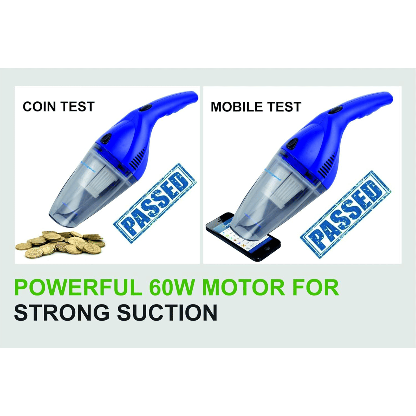 BERGMANN Tornado 60W Car Vacuum Cleaner with Built-in LED Light (Strong Suction Power, Blue)_2