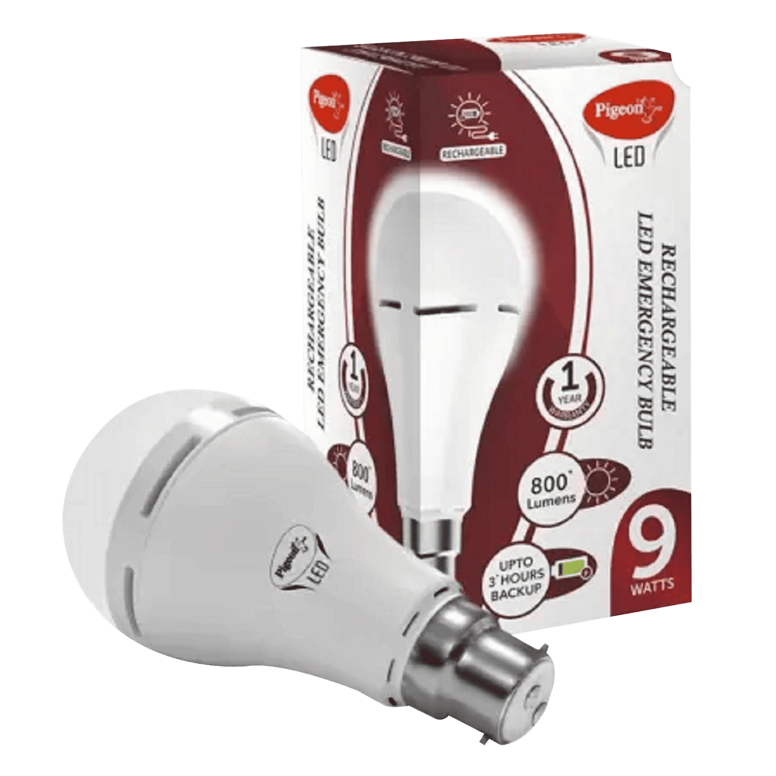 Pigeon 9 Watt LED Battery Powered LED Bulb (810 Lumens, 14139, White)_2
