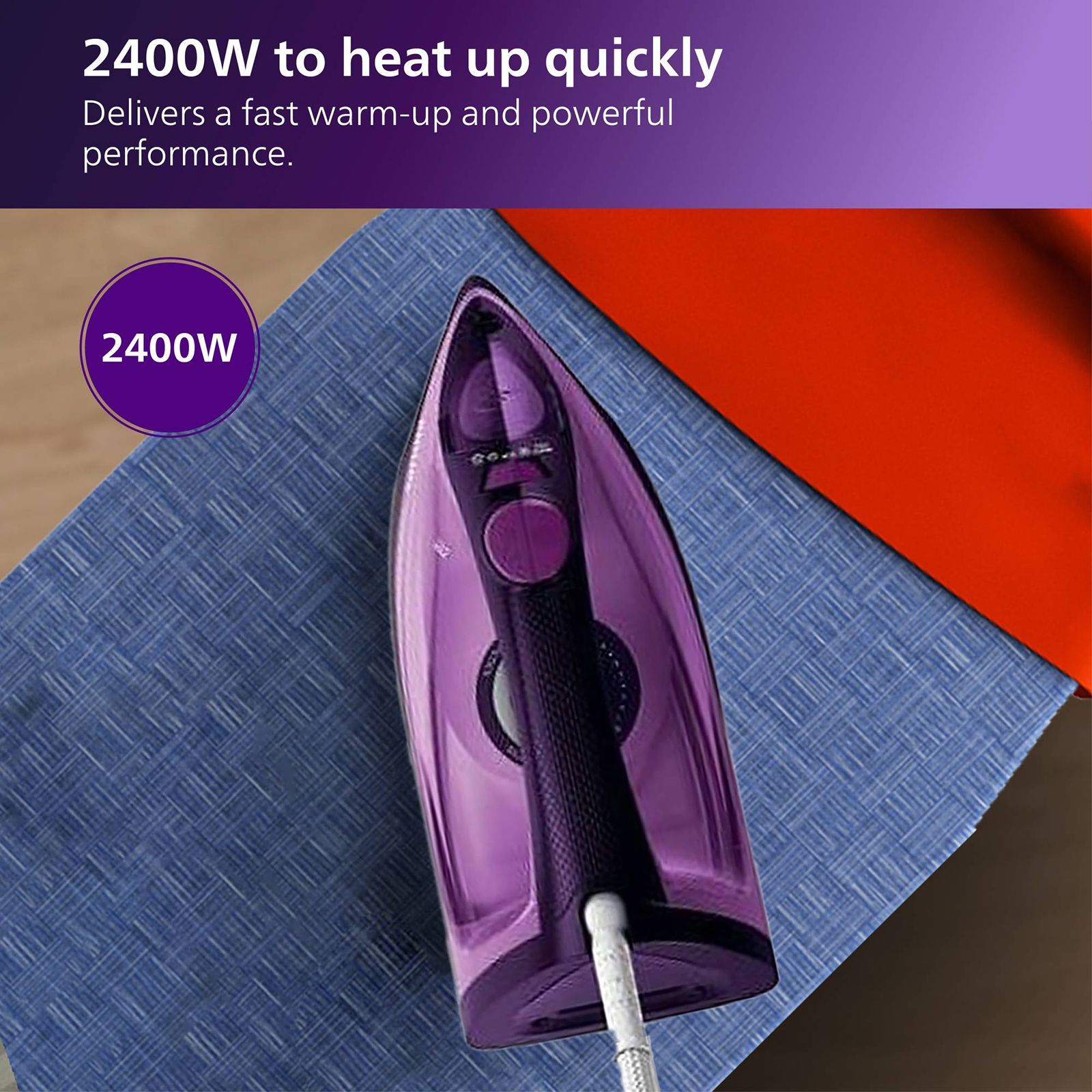 PHILIPS EasySpeed Plus 2400 Watts 270ml Steam Iron (Steam Boost, Purple)_8