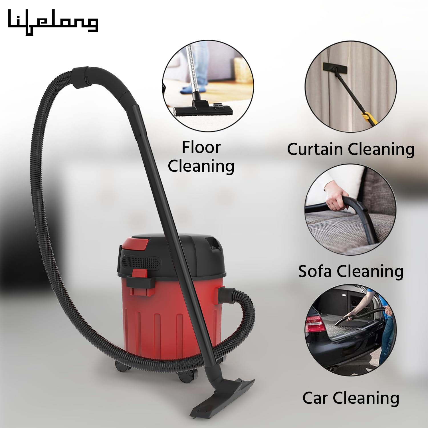 Lifelong Aspire 1000W Wet & Dry Vacuum Cleaner with Turbo Motor (Blower Function, Red & Black)_6