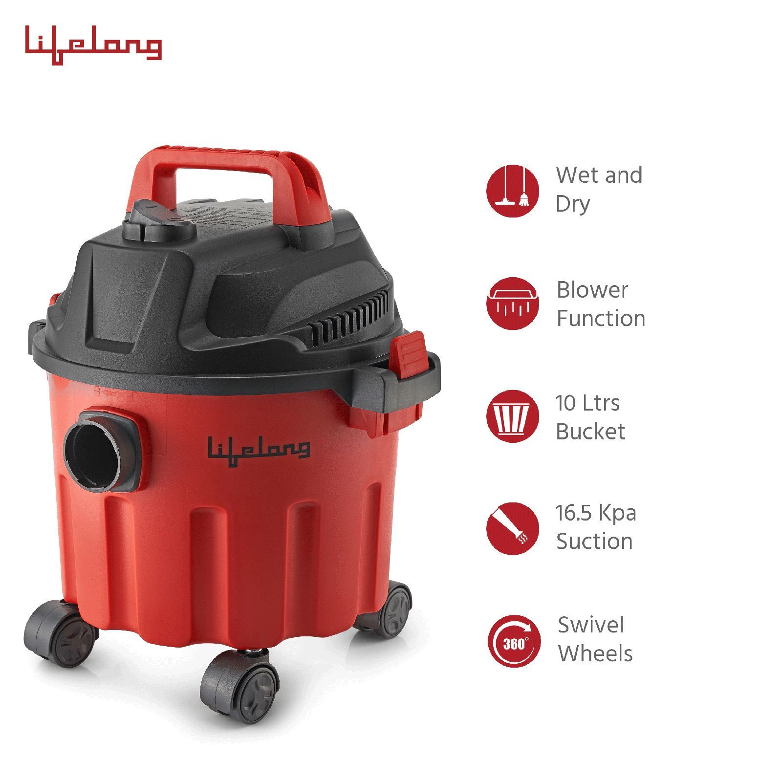 Lifelong Aspire 1000W Wet & Dry Vacuum Cleaner with Turbo Motor (Blower Function, Red & Black)_10