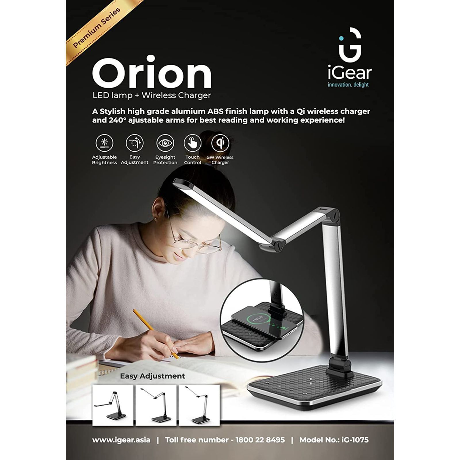 iGear 18 Watts LED Table Lamp (Eyesight Protection, iG-1075, Silver) iGear 18 Watts LED Table Lamp (Eyesight Protection, iG-1075, Silver)_6