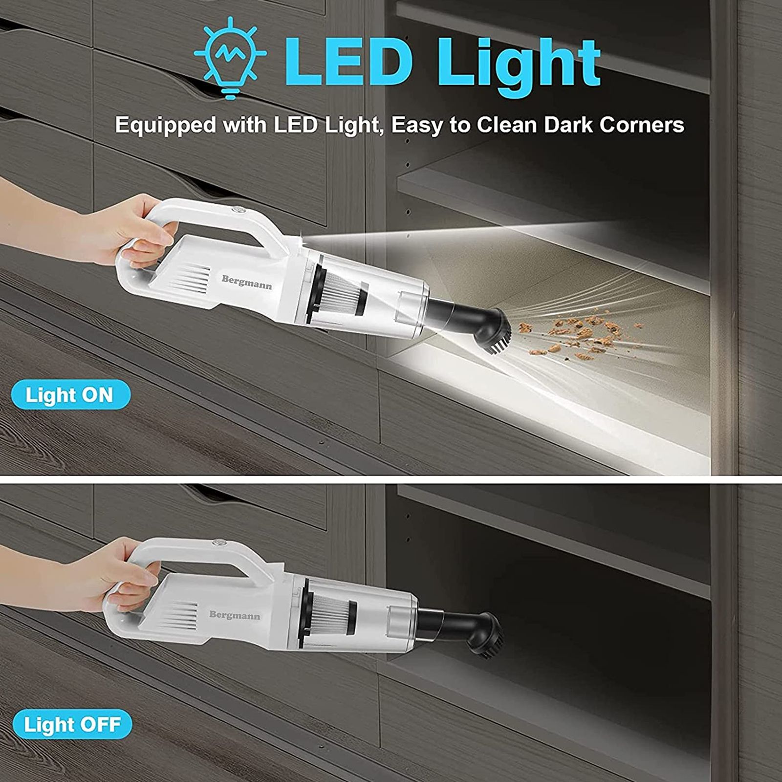 BERGMANN Vector 120W 2-in-1 Cordless Car Vacuum Cleaner with Built-in LED Light (6000 mAh Battery, White) BERGMANN Vector 120W 2-in-1 Cordless Car Vacuum Cleaner with Built-in LED Light (6000 mAh Battery, White)_8