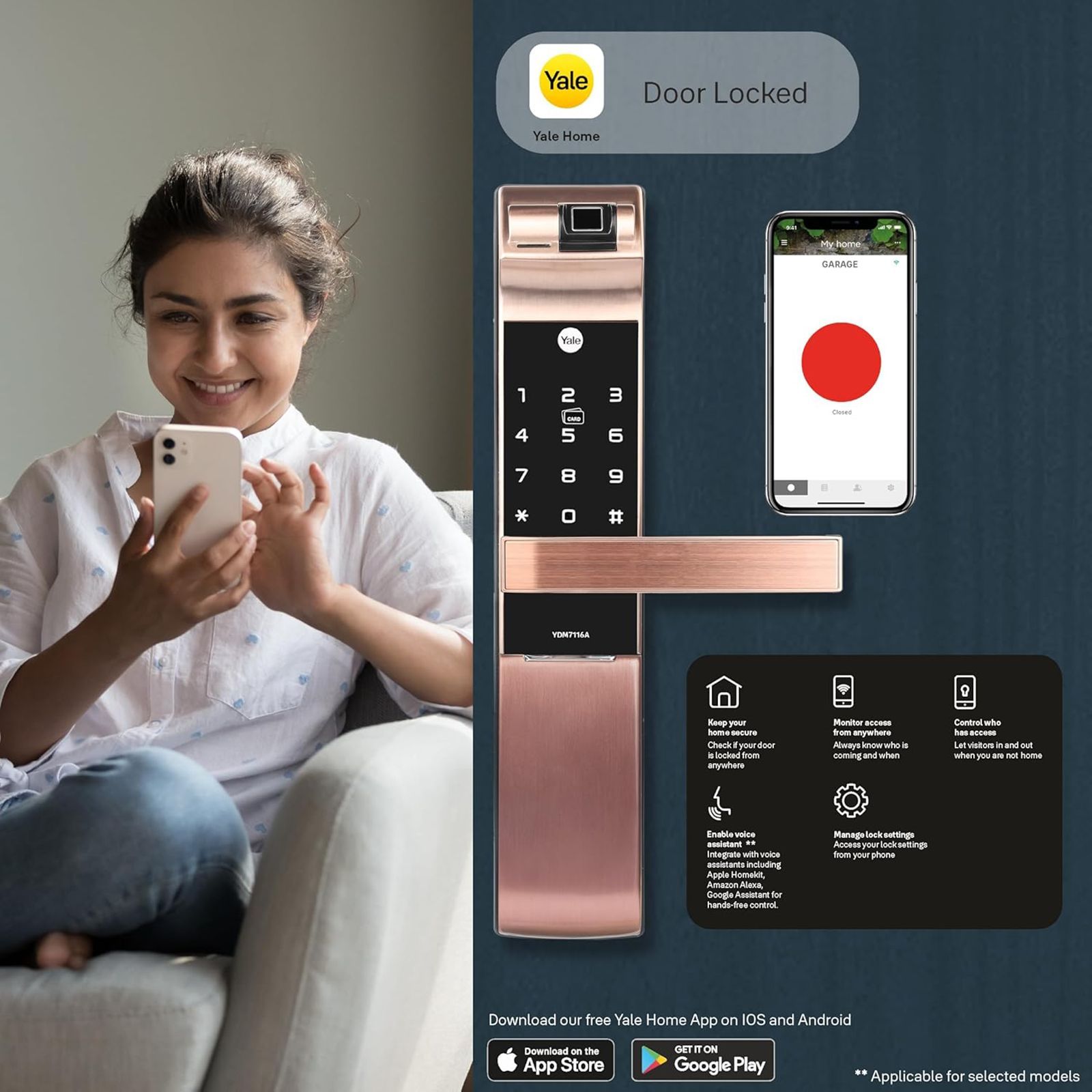 Yale RB Smart Lock For Private Space (Fingerprint Scanner, YDM 7116A, Red Bronze)_11