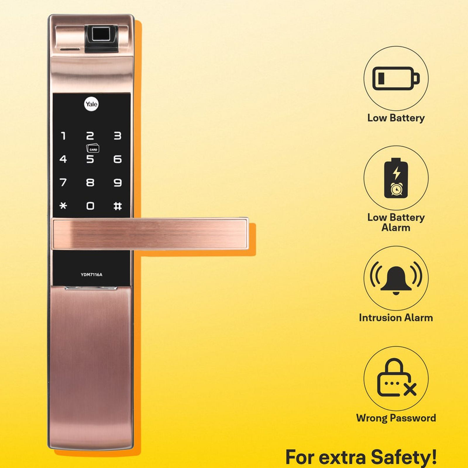 Yale RB Smart Lock For Private Space (Fingerprint Scanner, YDM 7116A, Red Bronze)_5