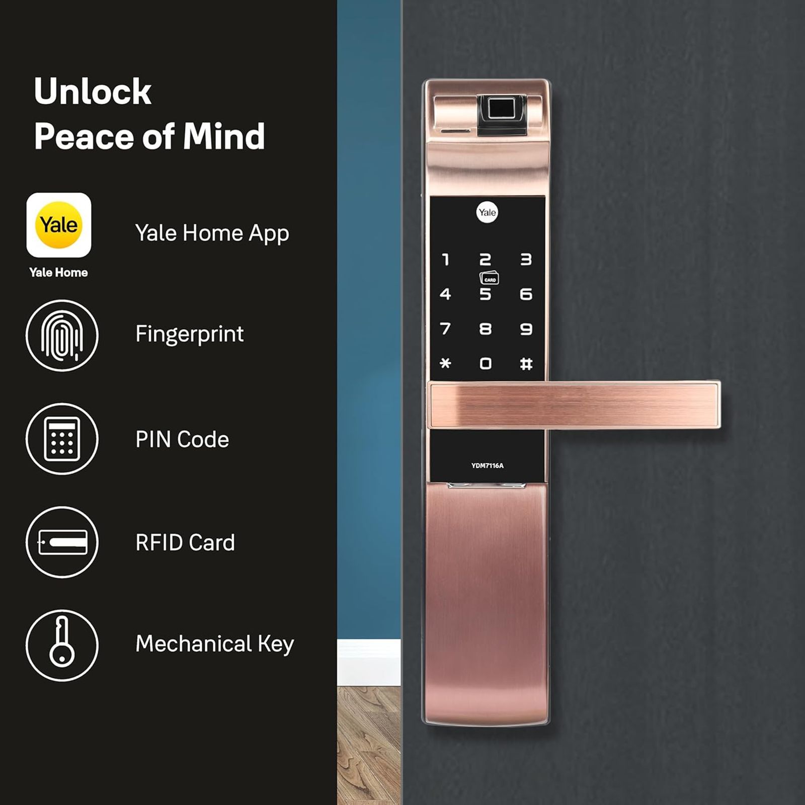 Yale RB Smart Lock For Private Space (Fingerprint Scanner, YDM 7116A, Red Bronze)_7