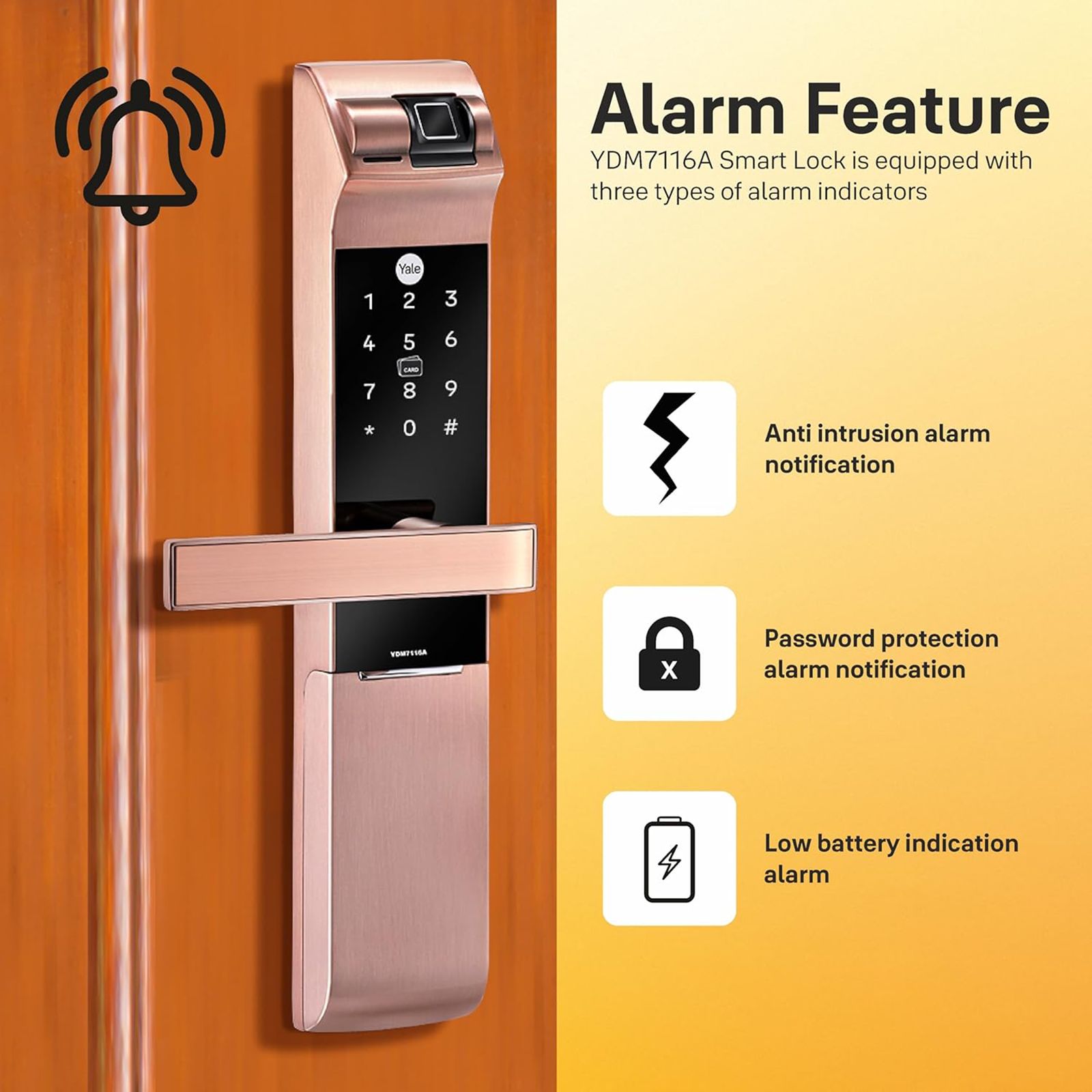 Yale RB Smart Lock For Private Space (Fingerprint Scanner, YDM 7116A, Red Bronze)_8