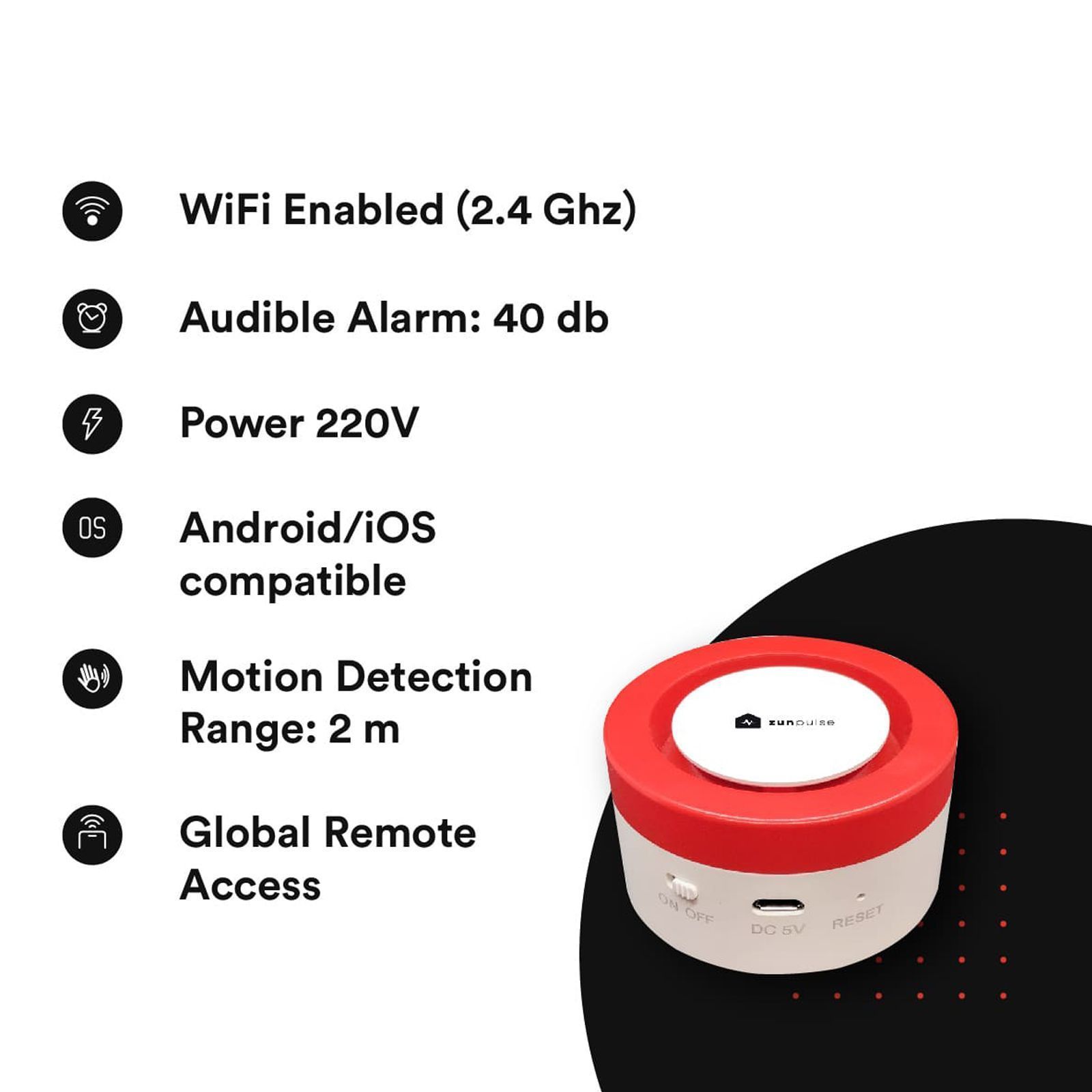 zunpulse Personal Safety Alarm (40 dB, Door Sensor, ZUNSSEC, White)_2