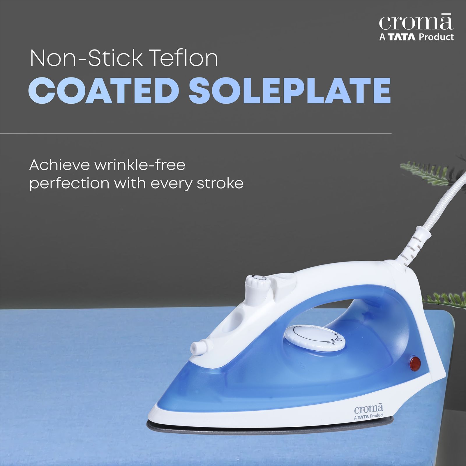 Croma 1200 Watts 180ml Steam Iron (360 Degree Swivel Cord, Blue)_15