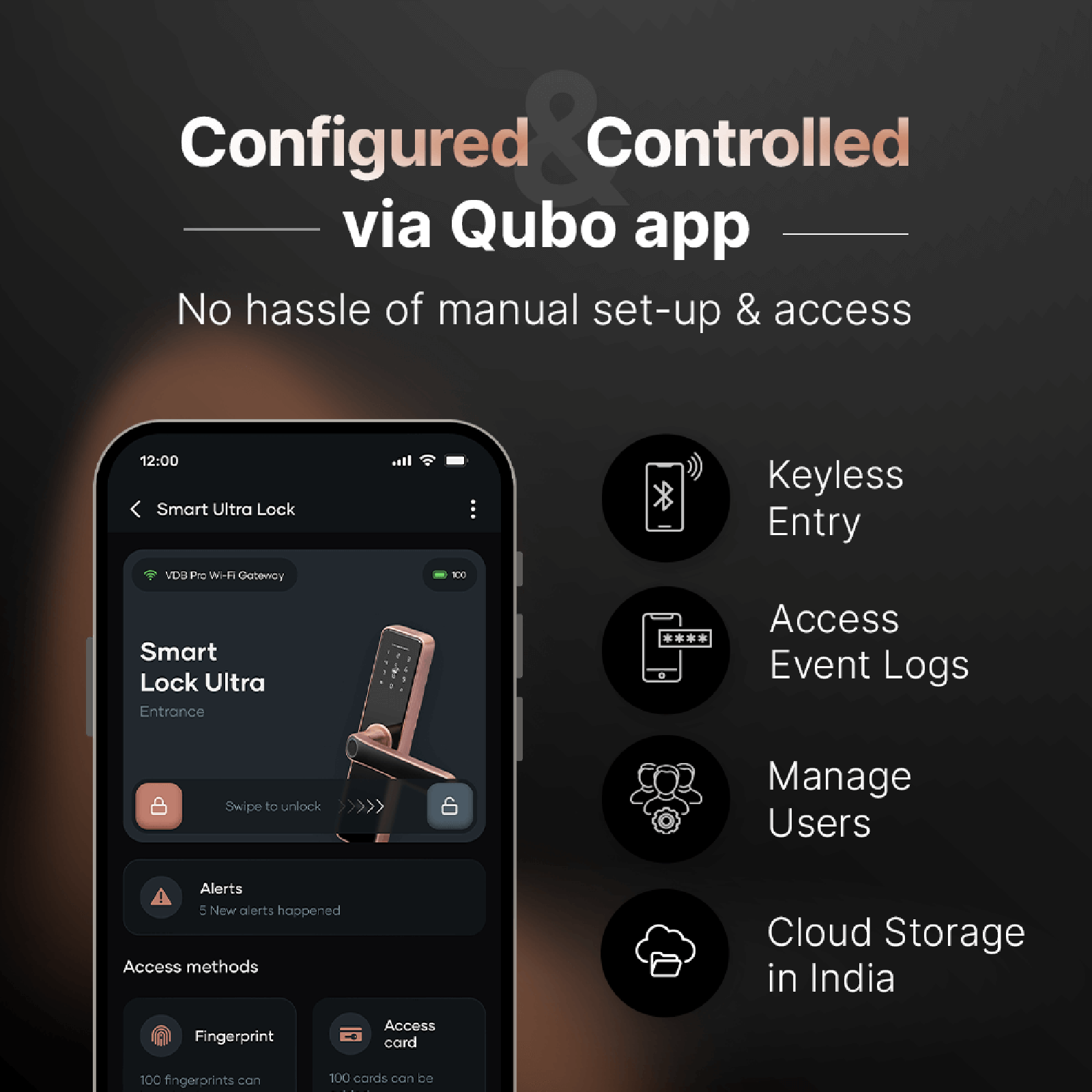 Qubo Smart Locks (5 Way Unlock, OC-HLM03CU1, Copper)_6