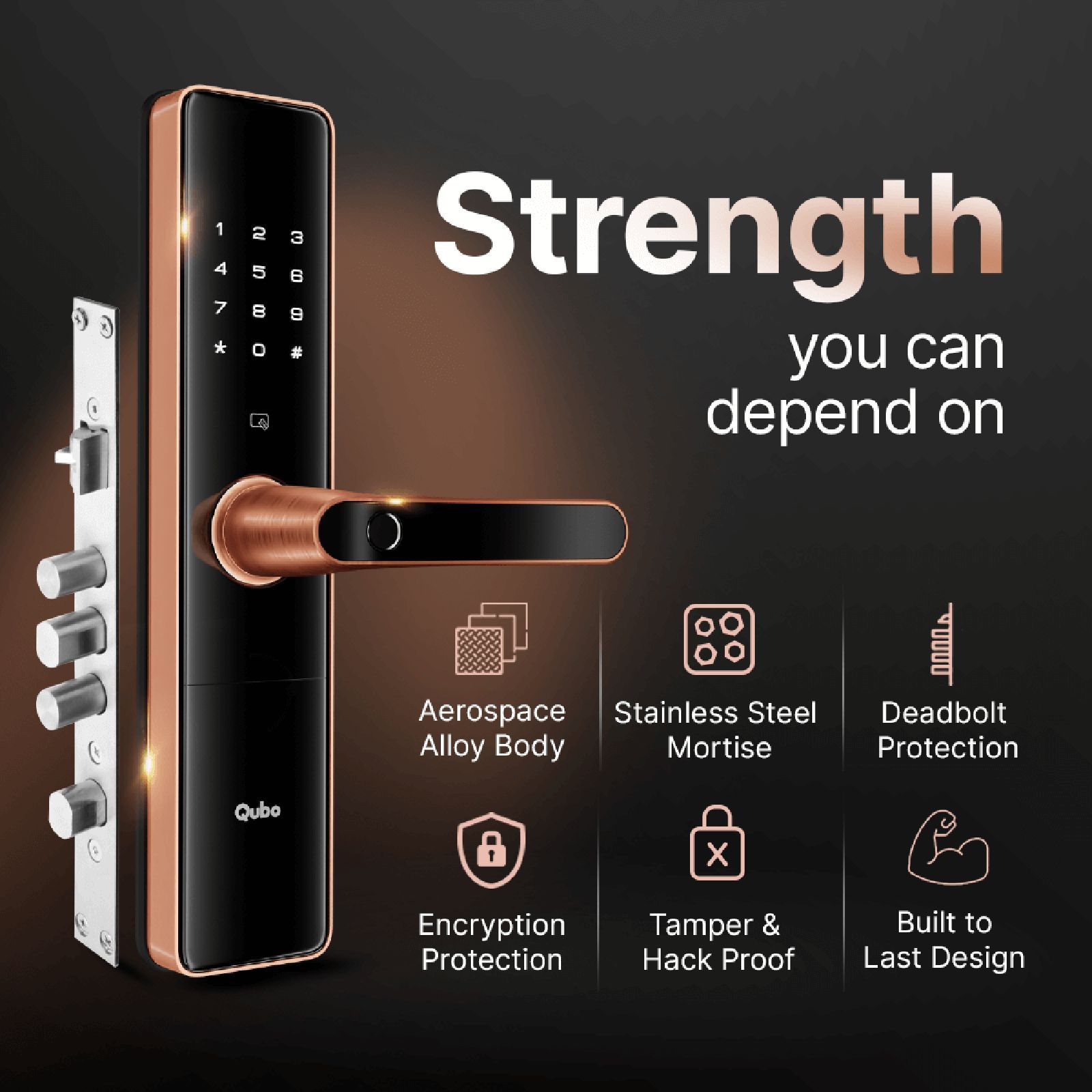 Qubo Smart Locks (5 Way Unlock, OC-HLM03CU1, Copper)_7