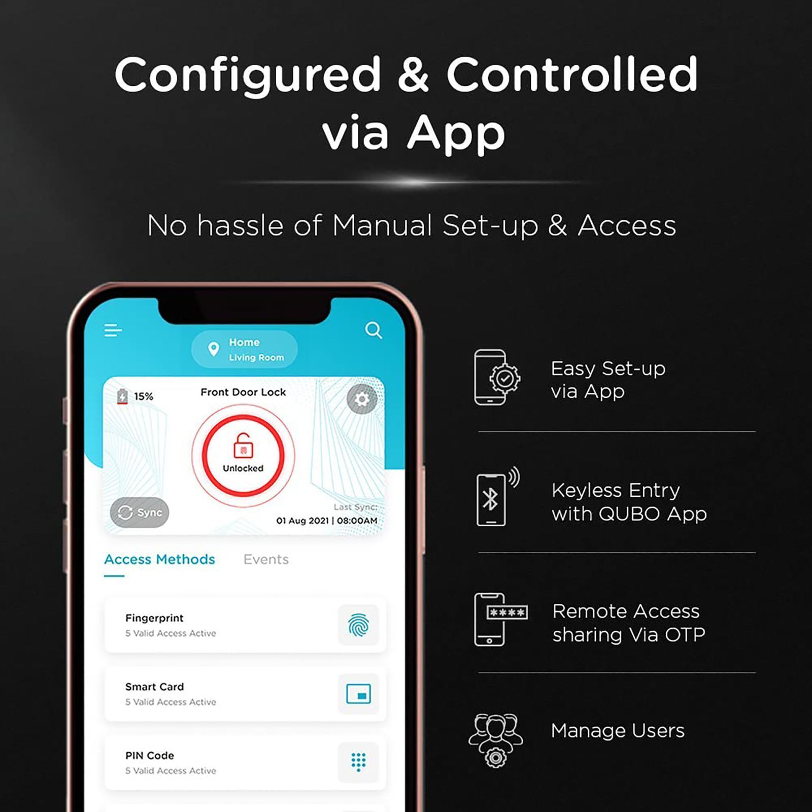 Qubo Smart Door Lock (Feather-Touch Keypad, OC- HLM04BL1, Black)_8
