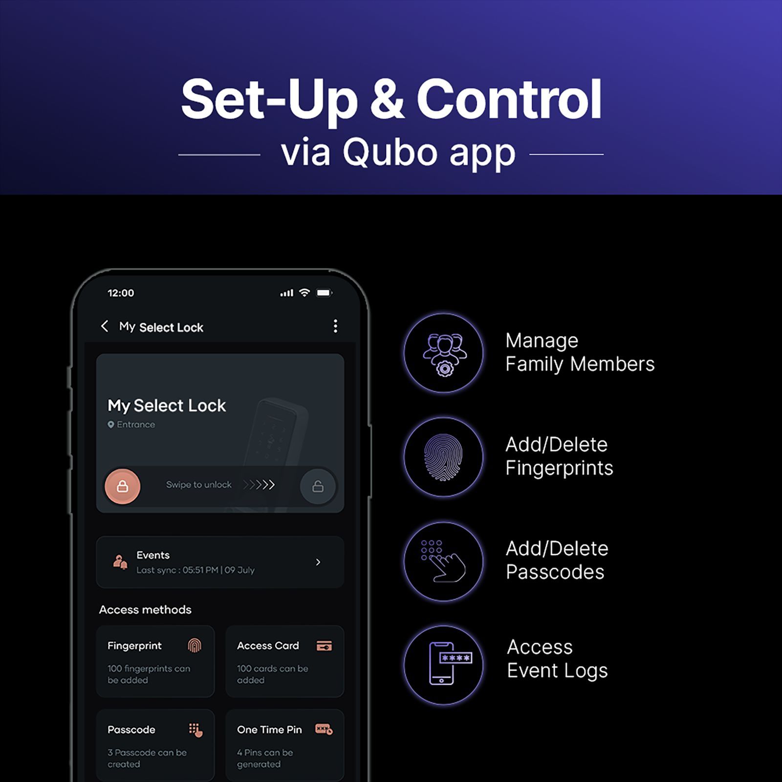 Qubo Smart Door Lock (Feather-Touch Keypad, OC- HLM04BL1, Black)_10