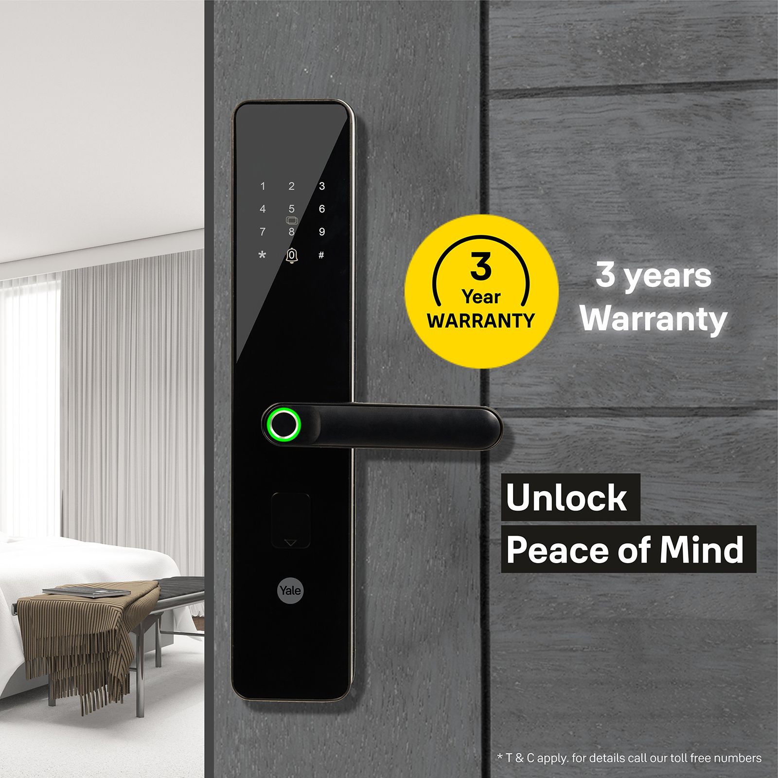 Yale Smart Locks For Private Space (Smart Keypad, YDME 100 NxT, Black)_9