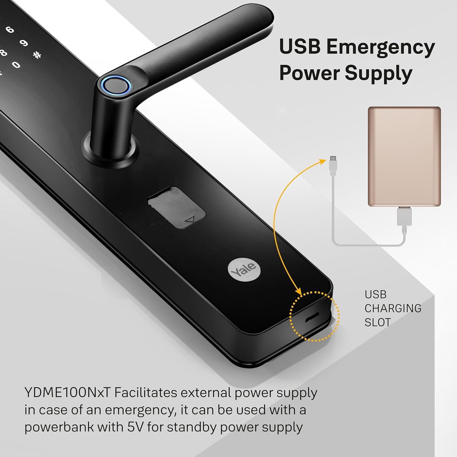 Yale Smart Locks For Private Space (Smart Keypad, YDME 100 NxT, Black)_8