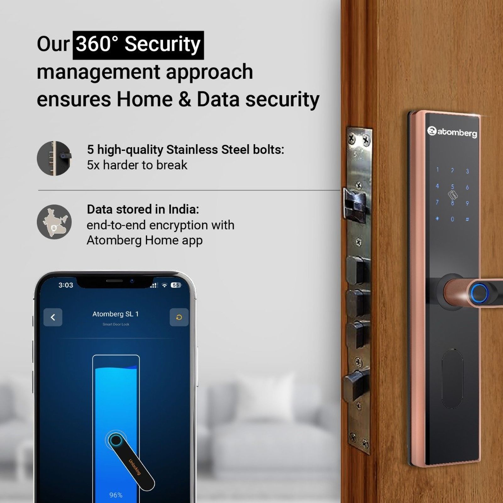 atomberg SL1 Digital Smart Lock (6 Ways Unlocking, FG0567, Rose Gold) atomberg SL1 Digital Smart Lock (6 Ways Unlocking, FG0567, Rose Gold)_6