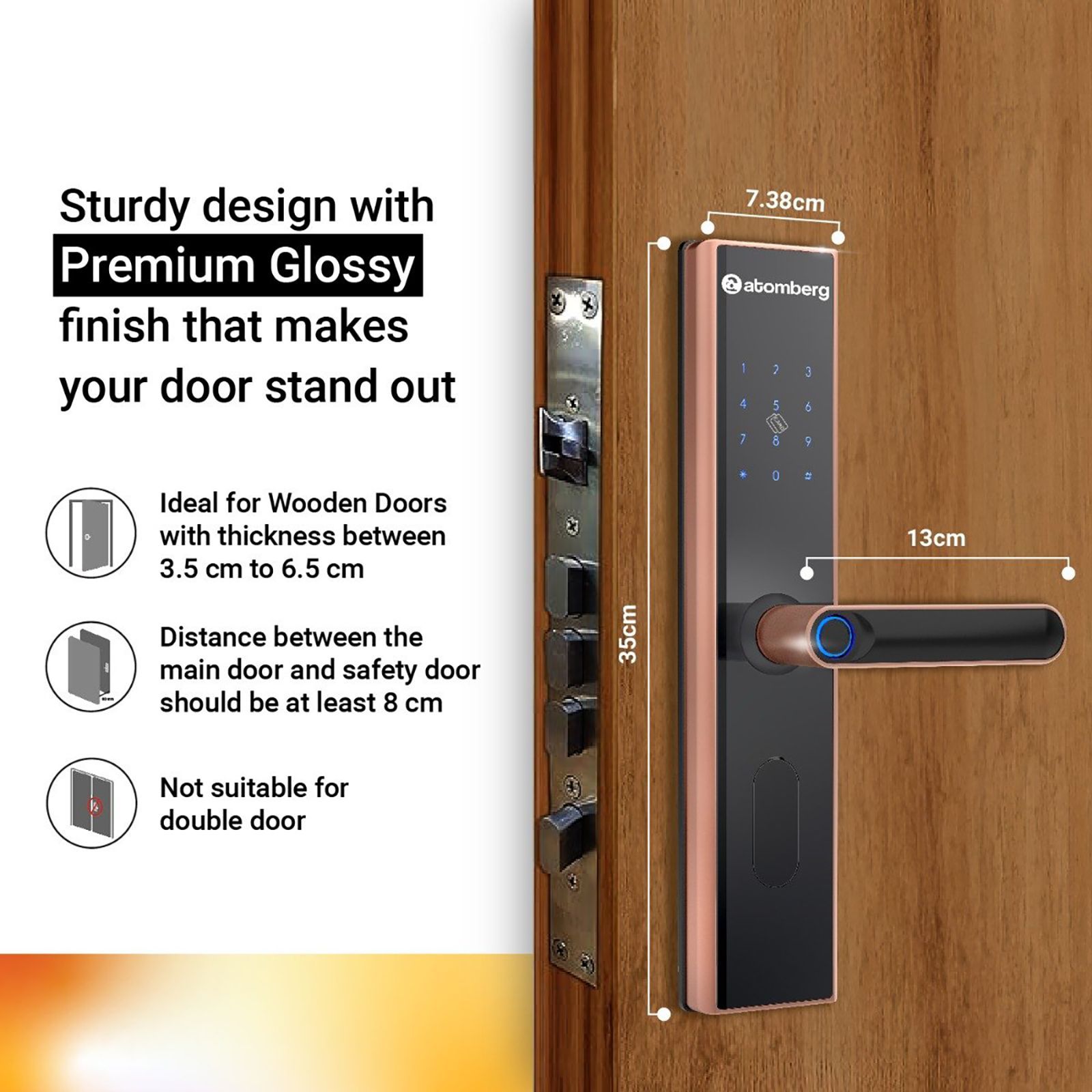 atomberg SL1 Digital Smart Lock (6 Ways Unlocking, FG0567, Rose Gold) atomberg SL1 Digital Smart Lock (6 Ways Unlocking, FG0567, Rose Gold)_8
