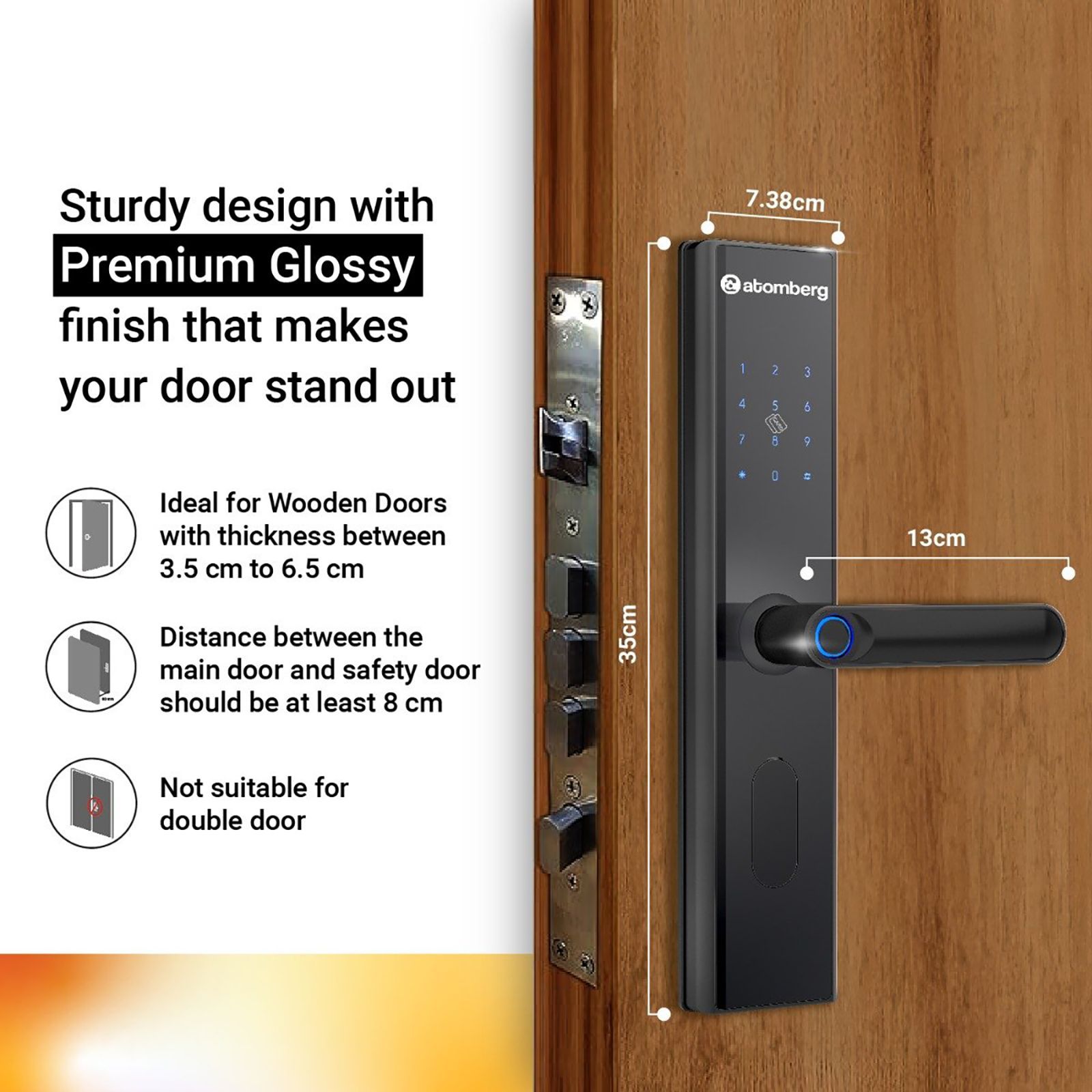 atomberg SL1 Digital Smart Lock (6 Ways Unlocking, FG0566, Black) atomberg SL1 Digital Smart Lock (6 Ways Unlocking, FG0566, Black)_7