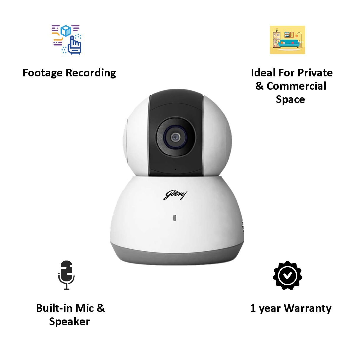 Godrej Eve PT 1 Security Camera (46171610SD00484, White) Godrej Eve PT 1 Security Camera (46171610SD00484, White)_3