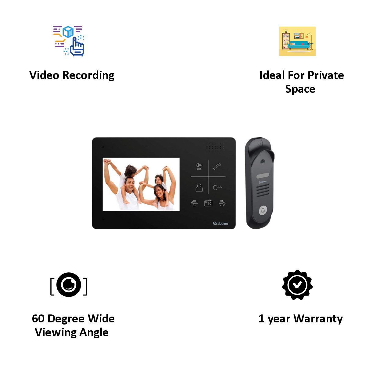 Crabtree 4.3 Inch Video Door Phone Kit (ACSVK001, Black)_3