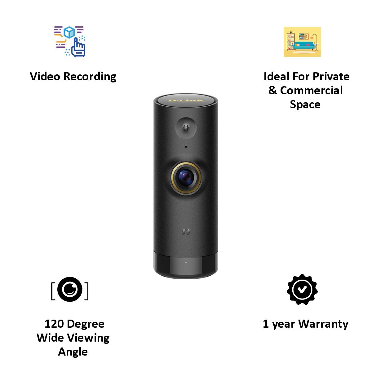 D-Link Mini HD Wi-Fi Security Camera (DCS-P6000LH, Black)_4