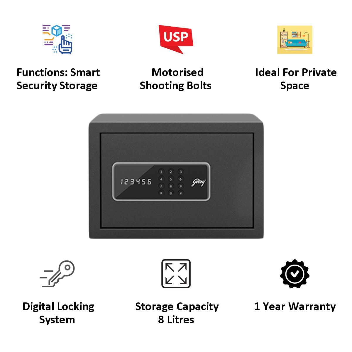 Godrej 8 Litres Safe Digital Locking Systems (NX Pro, Grey)_5