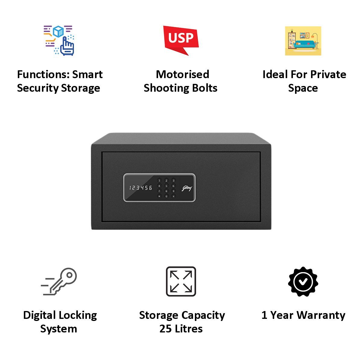 Godrej 25 Litres Safe Digital Locking Systems (NX Pro, Grey) Godrej 25 Litres Safe Digital Locking Systems (NX Pro, Grey)_4
