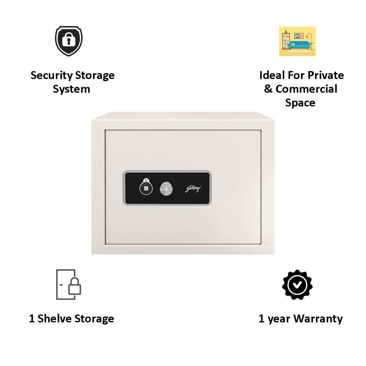Godrej 20 Litre Safe Locker (Curvo KL, Ivory)_4