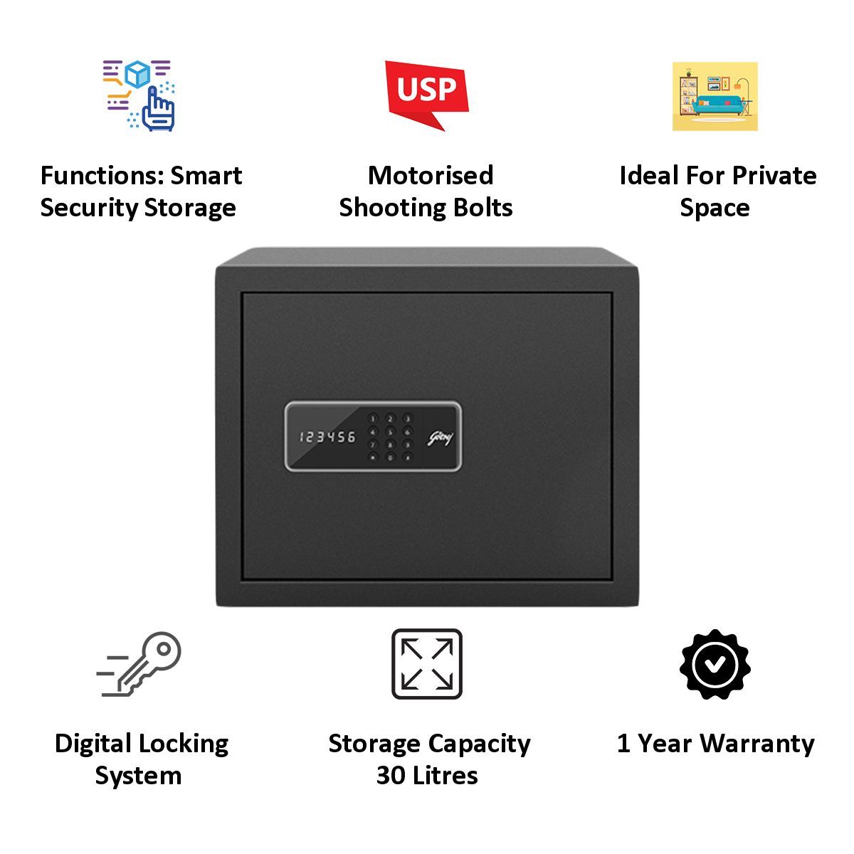 Godrej 30 Litres Safe Digital Locking Systems (NX Pro, Grey)_4