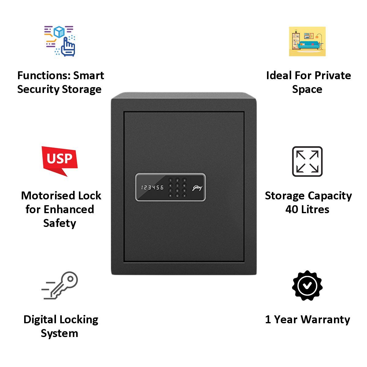 Godrej 40 Litres Safe Digital Locking Systems (NX Pro, Grey)_4