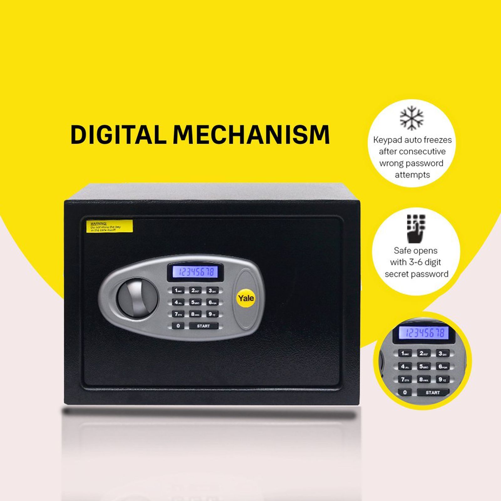 Yale 8.6 Litres Digital & Manual Safety Locker (1 Shelve, YSS/200/DB2, Black) Yale 8.6 Litres Digital & Manual Safety Locker (1 Shelve, YSS/200/DB2, Black)_5