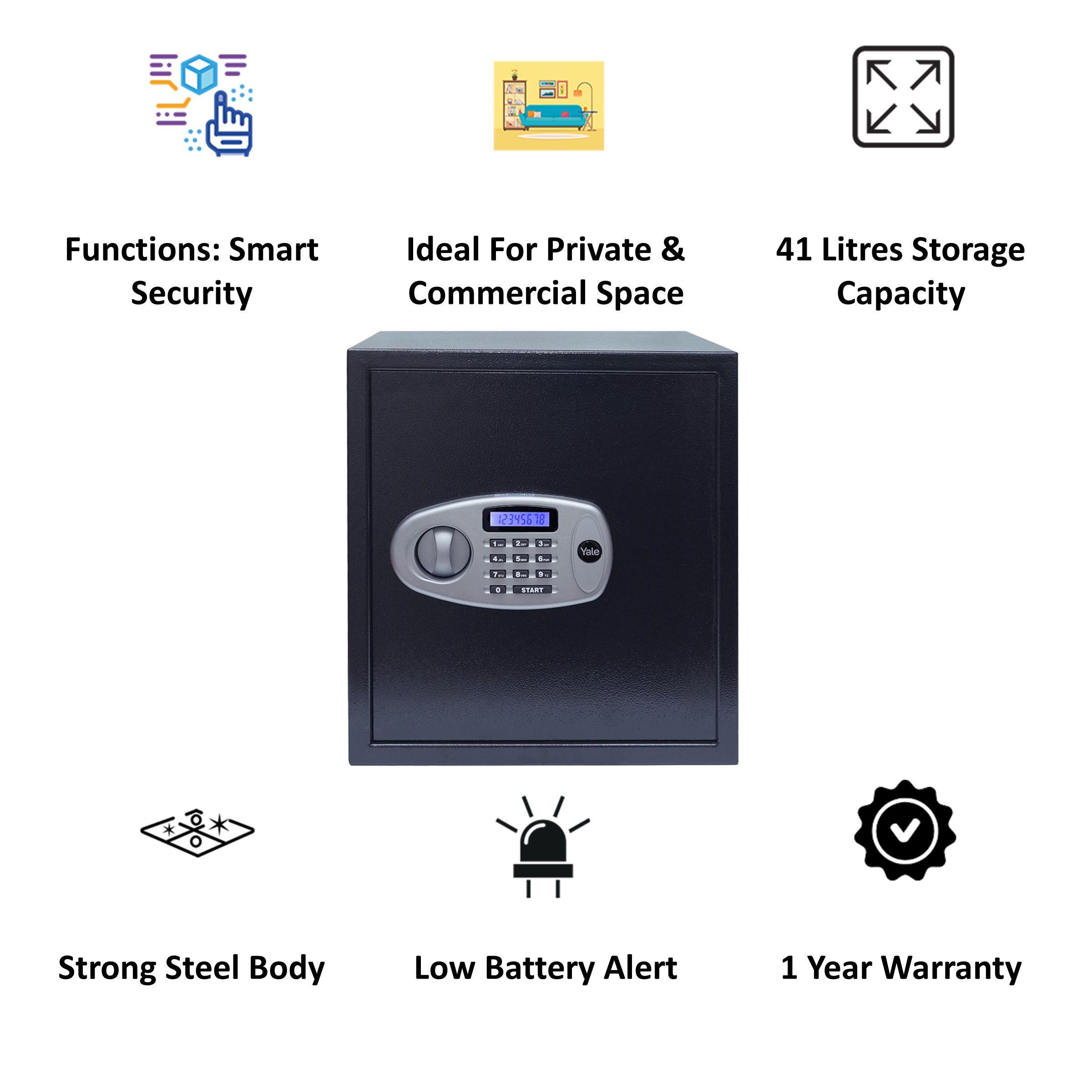 Yale 41 Litres Digital Safety Locker (1 Shelve, YSS/390/DB2, Black) Yale 41 Litres Digital Safety Locker (1 Shelve, YSS/390/DB2, Black)_4