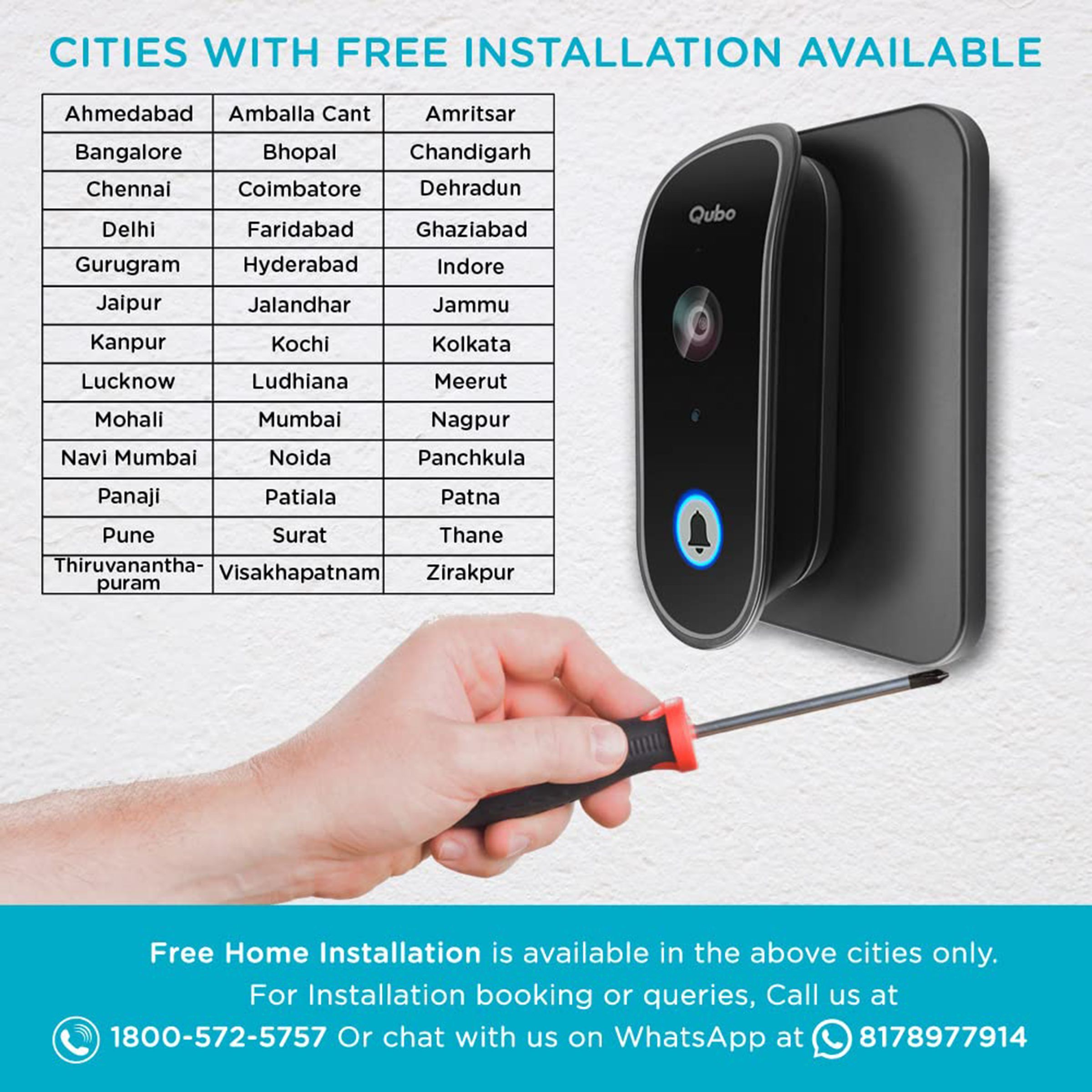 Qubo Wireless Video Door Bell (Person Detection, HCD01, Black) Qubo Wireless Video Door Bell (Person Detection, HCD01, Black)_7