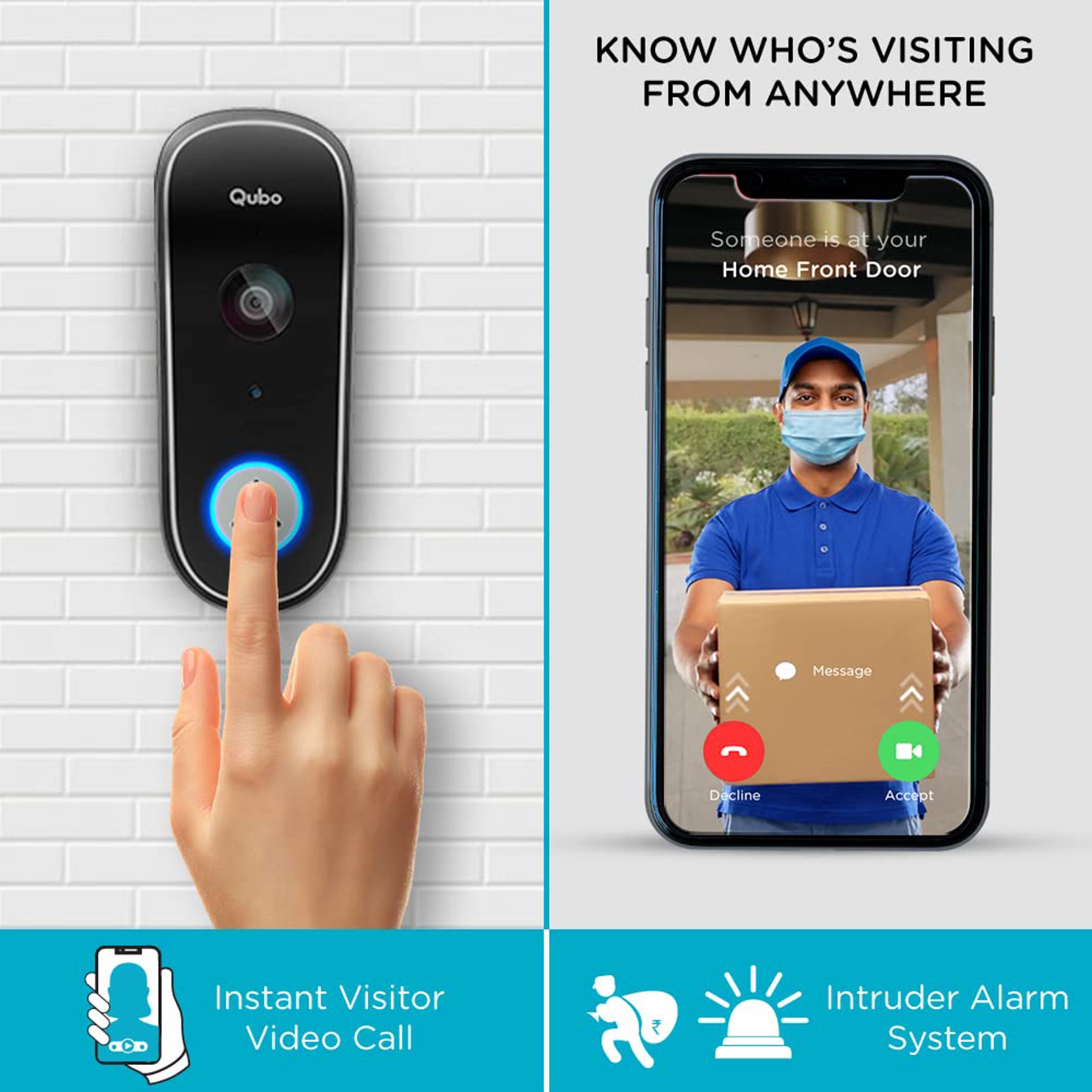 Qubo Wireless Video Door Bell (Person Detection, HCD01, Black) Qubo Wireless Video Door Bell (Person Detection, HCD01, Black)_8