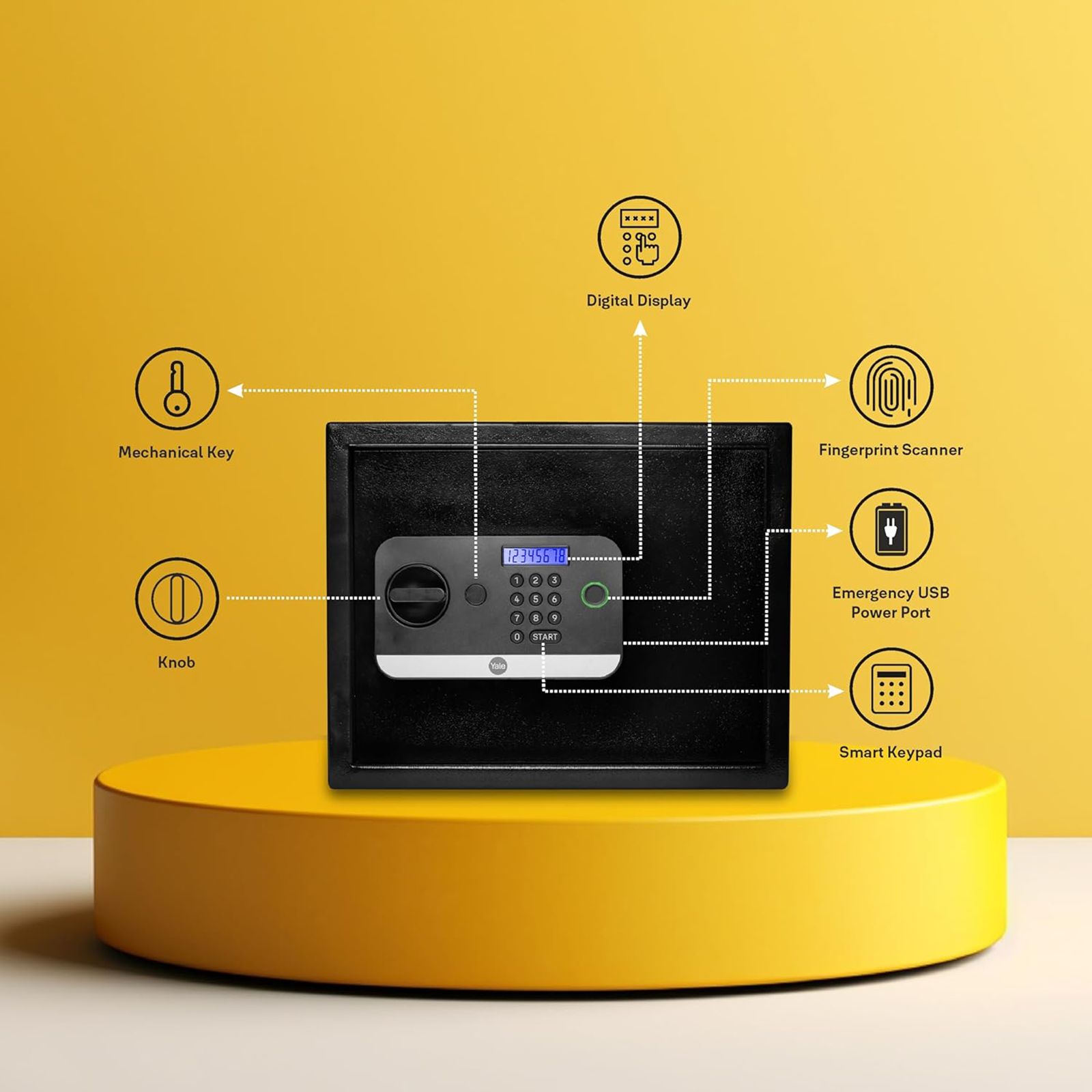 Yale Stellar 250/DB2 16.7 Litres Medium Digital Safety Locker (1 Shelf, Black)_10
